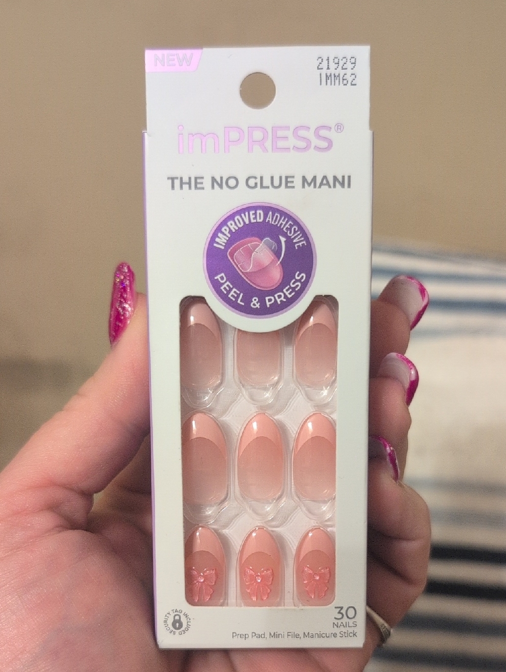 imPRESS Nude Blush Press-On Nails with Bow Detail
